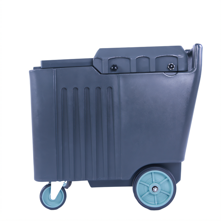 Product image #2 for 125 lb. Insulated Polyethylene Ice Caddy with Sliding Lid, Drain Faucet, and Casters