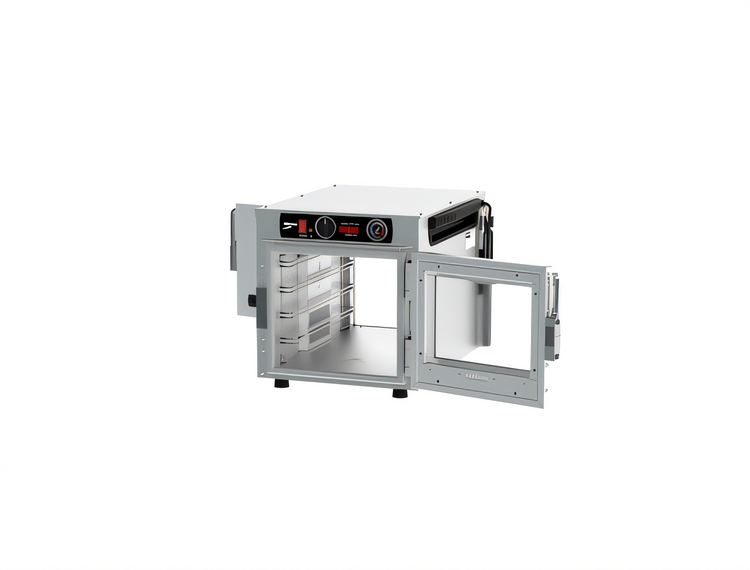 Product image #2 for Metro HotBlox™ Narrow 4-Pan Pass-Thru Insulated Holding Cabinet, Countertop/Stacking, Analog Controls, Clear Front/Solid Rear Doors