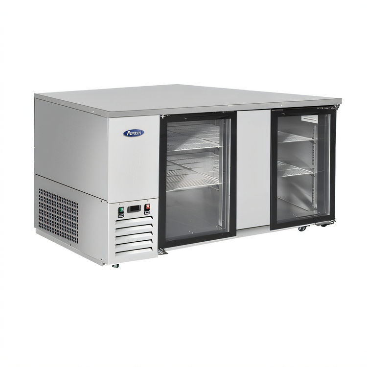 Product image #2 for Atosa Two-Section Back Bar Cooler with 2 Locking Glass Doors, 68-Inch Wide, 21.5 Cu. Ft.