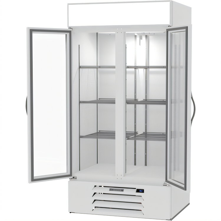 Product image #2 for Beverage Air MarketMax Two-Section Glass Door Reach-In Refrigerated Merchandiser, 35.08 Cu. Ft., White