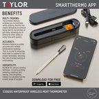 Thumbnail image #2 for Taylor Precision 5309295 Digital Wireless Bluetooth Meat Thermometer with Charging Case, IPX7 Waterproof Probe Case of 3