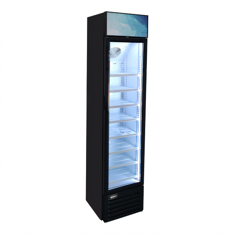 Product image #2 for Slim Reach-In 1-Section Glass Door Merchandiser Refrigerator with Lightbox, 5 Cu. Ft., Black