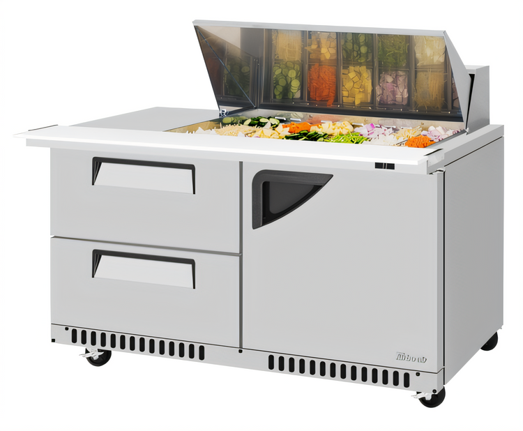 Product image #2 for Turbo Air Super Deluxe 60-1/4-Inch Front Breathing Refrigerated Sandwich/Salad Mega Top Prep Table with Work Station, 2 Drawers, 1 Door