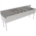 Thumbnail image #2 for Top Shelf TS Series 84-Inch Three-Compartment Stainless Steel Underbar Sink with Dual Drainboards