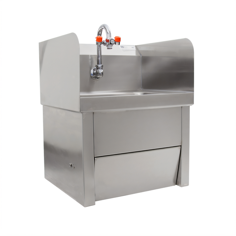 Product image #2 for John Boos Wall-Mounted Hand Sink with Eye Wash, 14 x 10 x 5 Inch Bowl, Knee-Activated Faucet