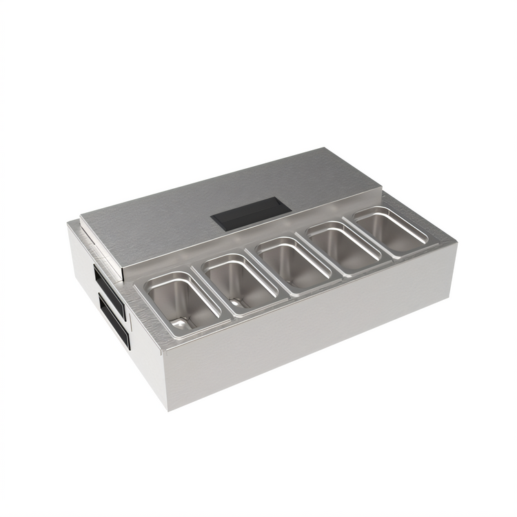 Product image #2 for Stainless Steel Chilled Garnish Station for 24 x 24 Inch Drainboards with 10 Cups