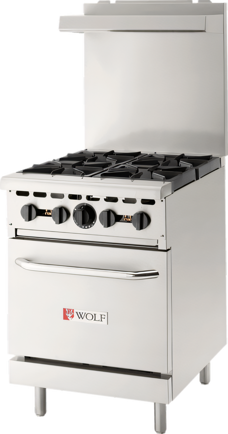 Product image #2 for Wolf WX Series 24-Inch 4-Burner Propane Gas Commercial Range with Space Saver Oven