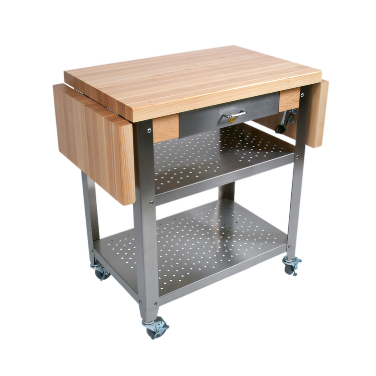 Product image #2 for John Boos Cucina Elegante 30-Inch Maple Butcher Block Cart with Stainless Steel Shelves