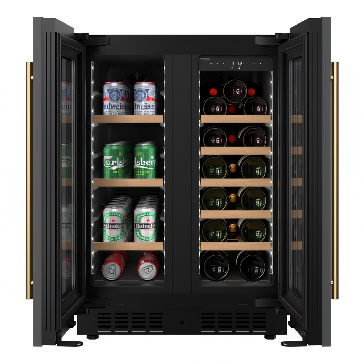 Product image #2 for KoolMore Reserve 24-Inch Panel-Ready Dual-Zone French Door Under-Counter Wine Cooler