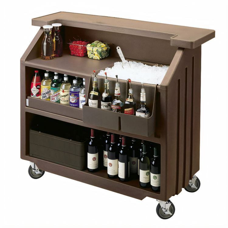 Product image #2 for Cambro Cambar 54-Inch Portable Beverage Bar with 80 lb Ice Sink, 5-Bottle Speed Rail, Vinyl Cover, Granite Sand