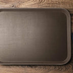 Thumbnail image #2 for New Star Foodservice Inc. 25309 Non-Slip Rectangular Serving Tray, 16" x 22", Plastic, Brown Case of 12