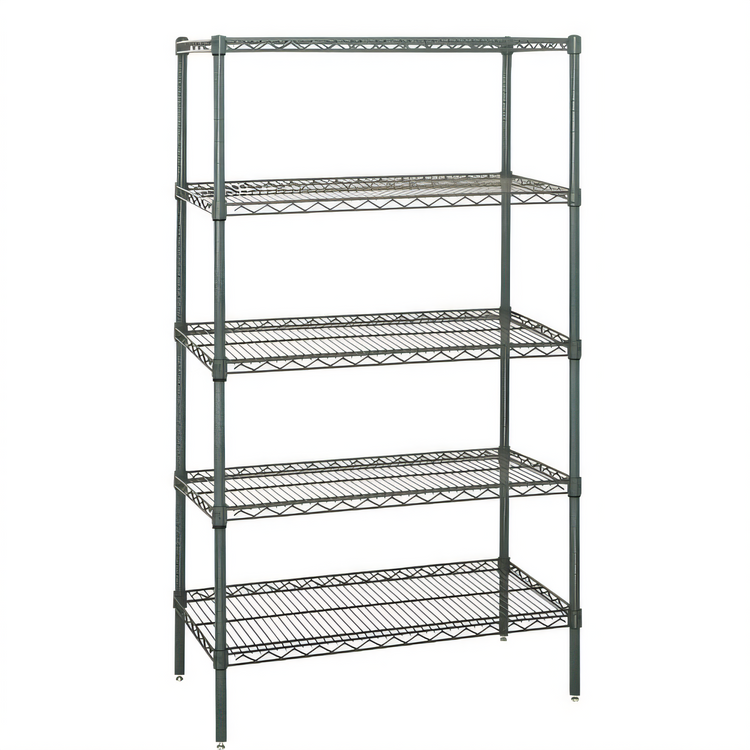 Product image #2 for Quantum Stationary Wire Shelving Starter Kit, 48 in. W x 24 in. D x 86 in. H, 5 Shelves, Gray Epoxy Antimicrobial Finish