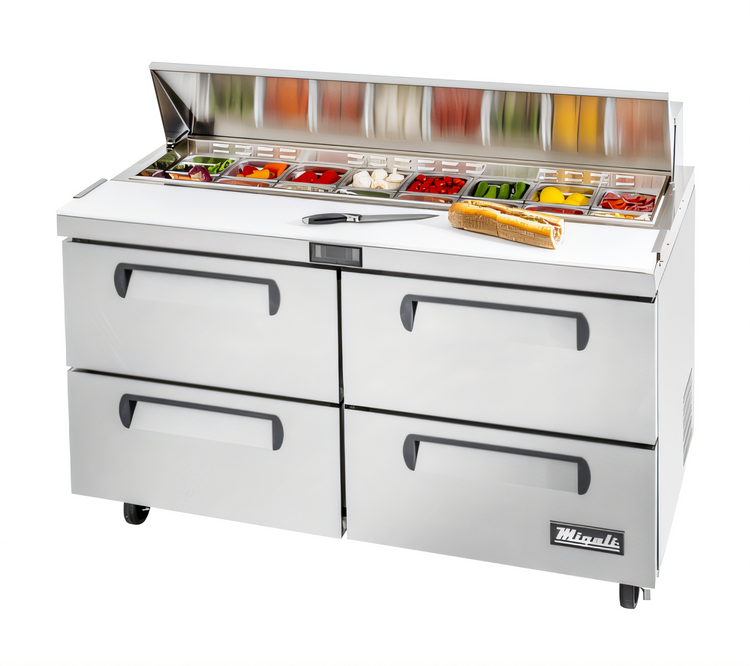 Product image #2 for Migali 60-1/4-Inch Stainless Steel Refrigerated Sandwich Prep Table with Drawers, 16 1/6-Pan Capacity