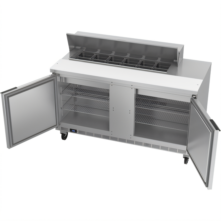Product image #2 for Beverage-Air SPE60HC-12 60-Inch Two-Section Sandwich Prep Table with 12-Pan Top and 2 Doors