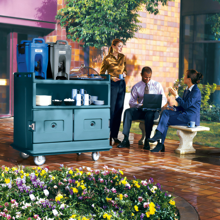 Product image #2 for Cambro Flat Top Beverage Service Cart with 2 Insulated Compartments and Solid Undershelf, 44.5 x 30 x 44 Inches