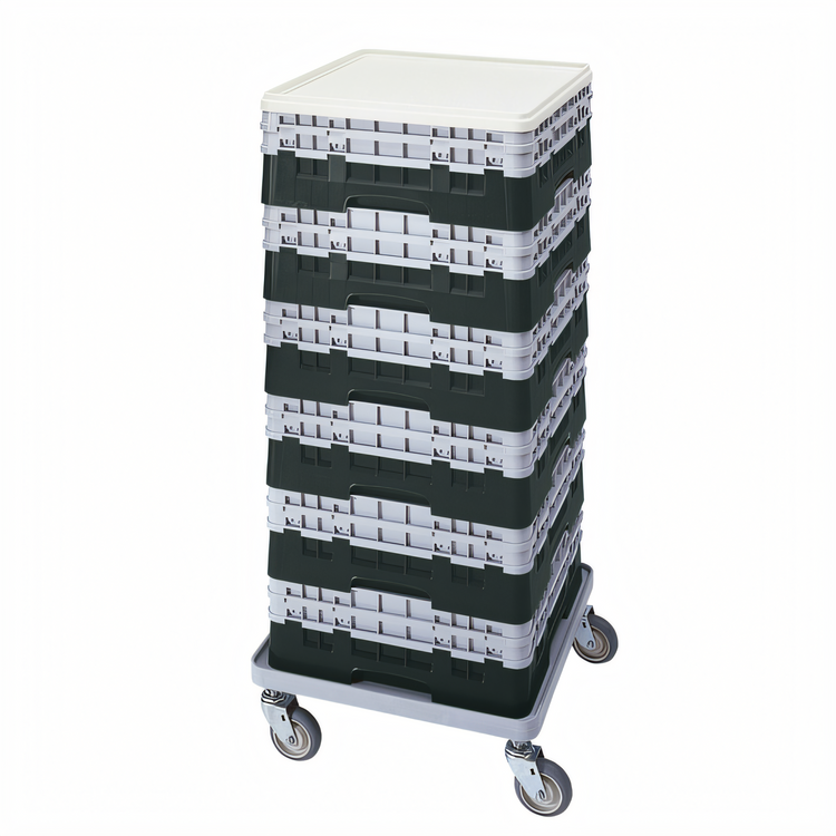 Product image #2 for Cambro Camrack Full Size 1-Compartment Base Rack with 2 Soft Gray Extenders, Black Polypropylene