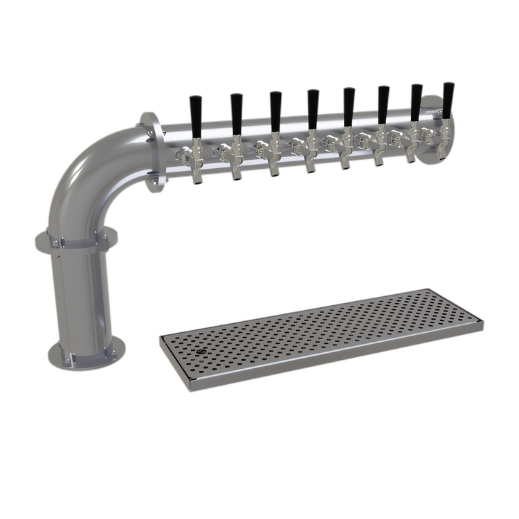 Product image #2 for Pipe Cantilever Countertop Air-Cooled Draft Dispensing Tower with 8 Stainless Steel Faucets