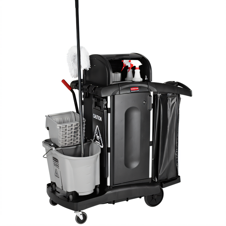 Product image #2 for High Security Executive Janitorial Cleaning Cart, 7.25 Cu. Ft., Locking Hood & Doors