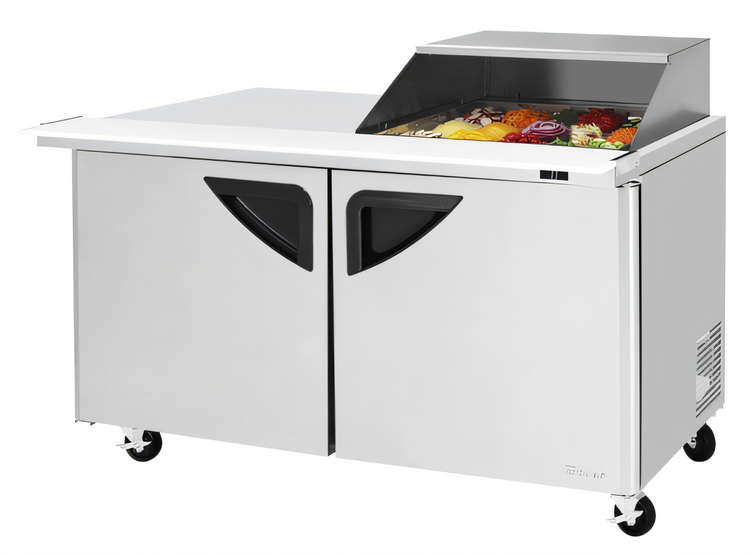 Product image #2 for Turbo Air Super Deluxe 60-1/4-Inch 2-Section Mega Top Sandwich/Salad Prep Table with Slide-Back Lid, Left Workstation