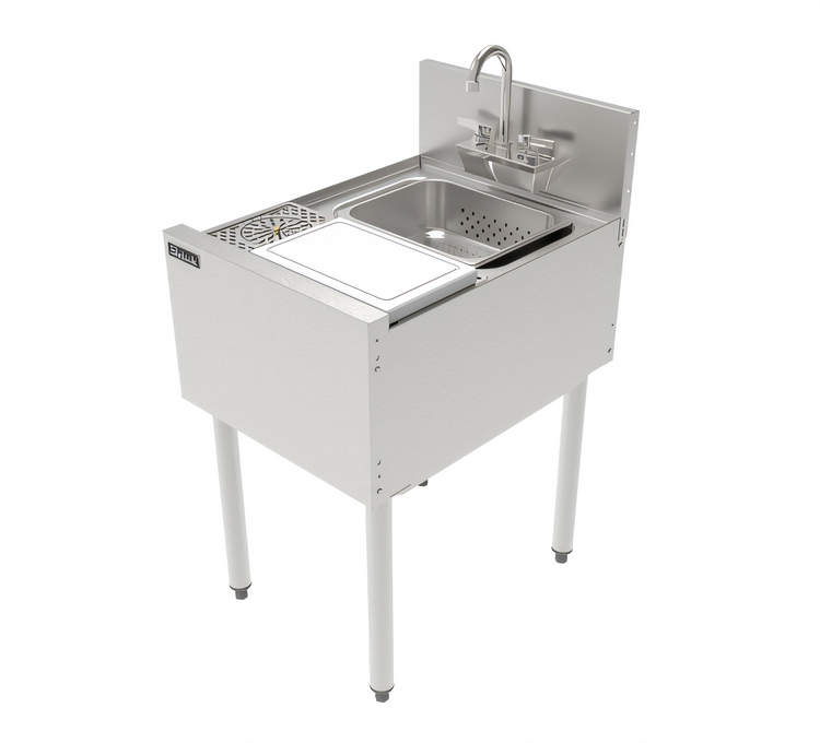Product image #2 for Perlick Top Shelf Series 18-Inch Underbar Prep Sink with Sink Bowl, Cutting Board and Glass Rinser