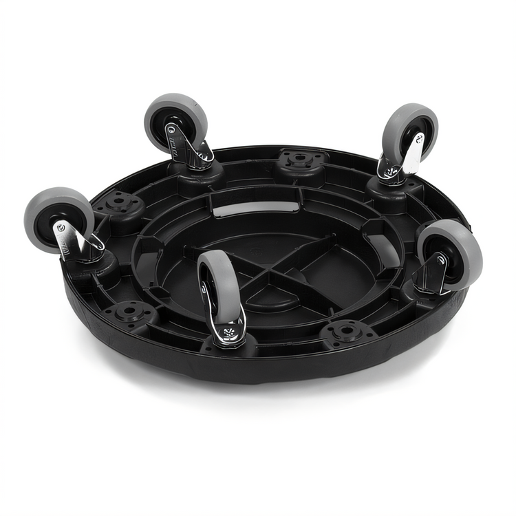 Product image #2 for Bronco Black Round Waste Container Dolly with Replaceable Casters for 20-55 Gallon Containers