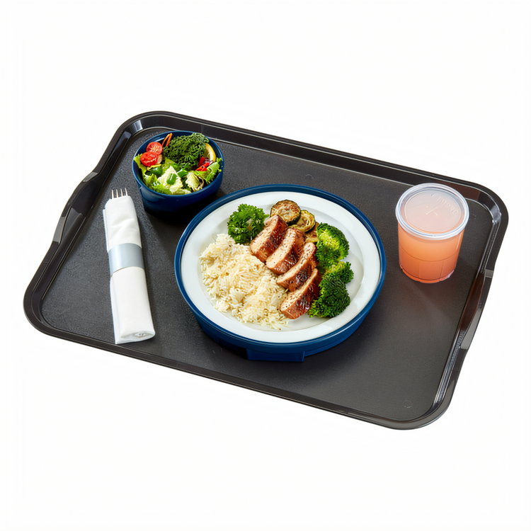 Product image #2 for Cambro Camwear 14 x 18 Inch Rectangular Black Fast Food & Cafeteria Tray with Handles