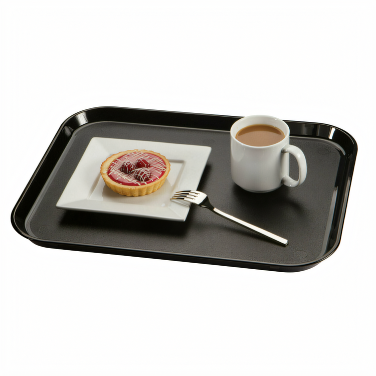 Product image #2 for Cambro Camwear 14 x 18 Inch Rectangular Non-Skid Cafeteria Tray, Black Polycarbonate