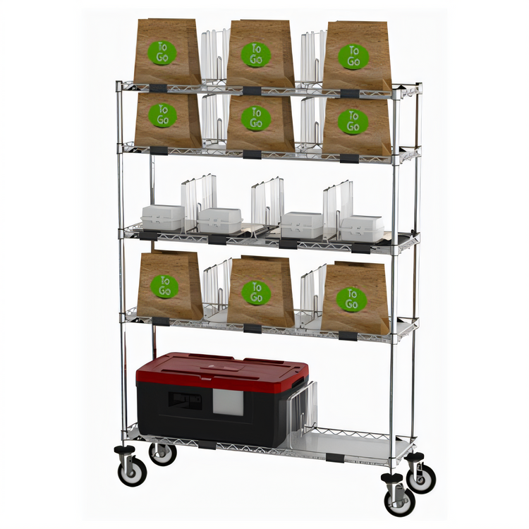 Product image #2 for Metro Chain Reaction Mobile To-Go Order Pick-Up Station with Adjustable Chrome Wire Shelves