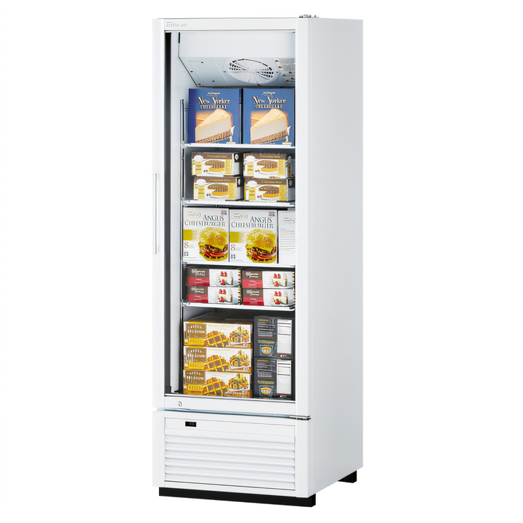 Product image #2 for Turbo Air Super Deluxe 17.9 Cu. Ft. One-Section Glass Door Freezer Merchandiser, Bottom-Mount, Right-Hinged