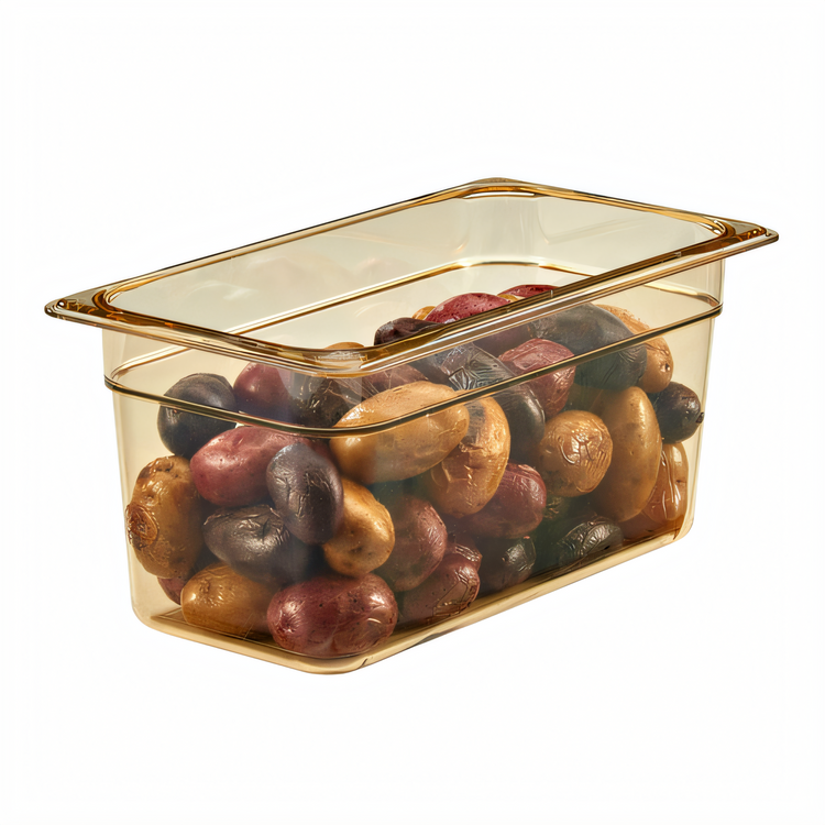 Product image #2 for Cambro H-Pan High Heat 1/3 Size 6-Inch Deep Amber Plastic Hot Food Pan
