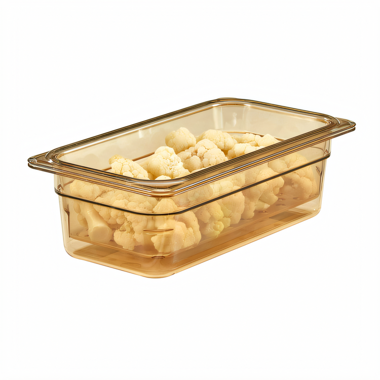Product image #2 for Cambro H-Pan 1/3 Size 4-Inch Deep High Heat Plastic Food Pan, Amber