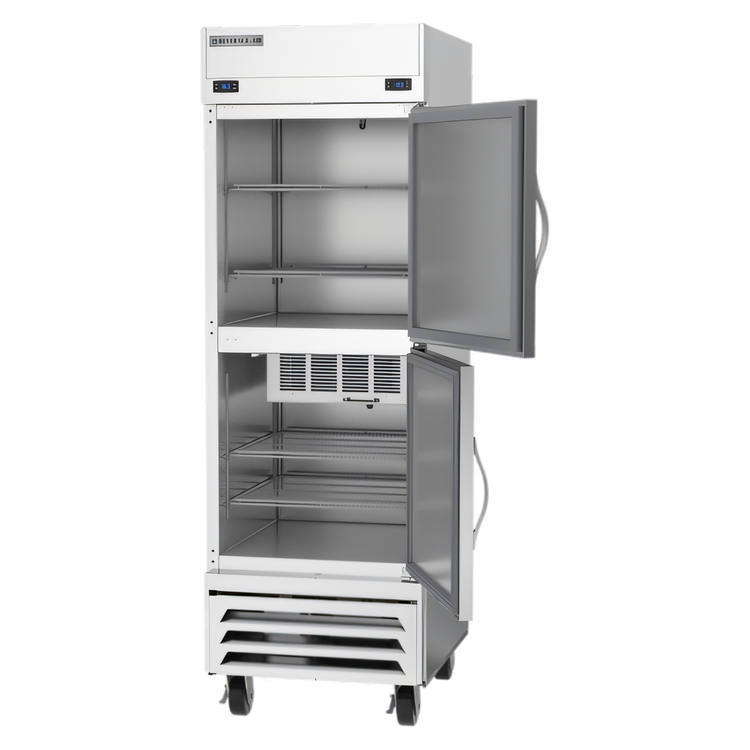 Product image #2 for Beverage-Air Horizon Series 1-Section Dual-Temperature Reach-In Refrigerator/Freezer with Half Solid Doors, Bottom Mount, Stainless Steel