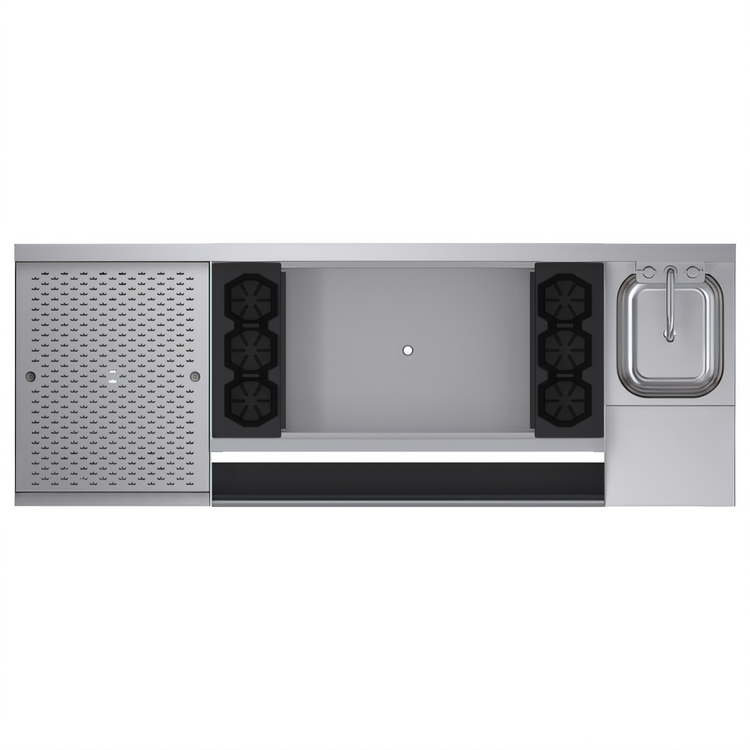 Product image #2 for Krowne Royal Series 66-Inch Recessed Underbar Ice Bin/Cocktail Station with Blender Dump Sink and 10-Circuit Cold Plate