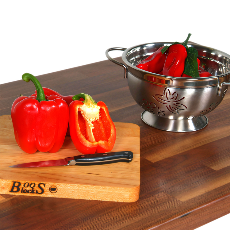 Product image #2 for John Boos Cucina Classico 48" x 24" Edge-Grain Walnut Island Work Table with Stainless Steel Legs, 40" High