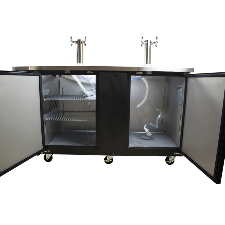Product image #2 for BK Resources 70-Inch Draft Beer Cooler with 2 Doors, 2 Towers, and 2 Double-Head Taps