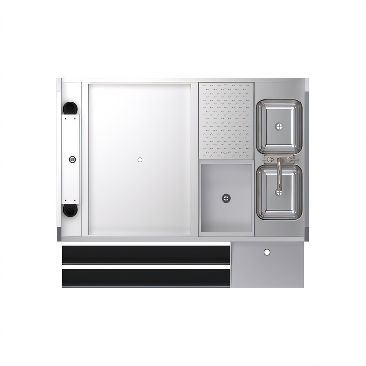 Product image #2 for Royal Series 54-Inch Pass-Thru Underbar Ice Bin/Cocktail Station with Left Ice Bin, 10-Circuit Cold Plate and Dual Dump Sinks