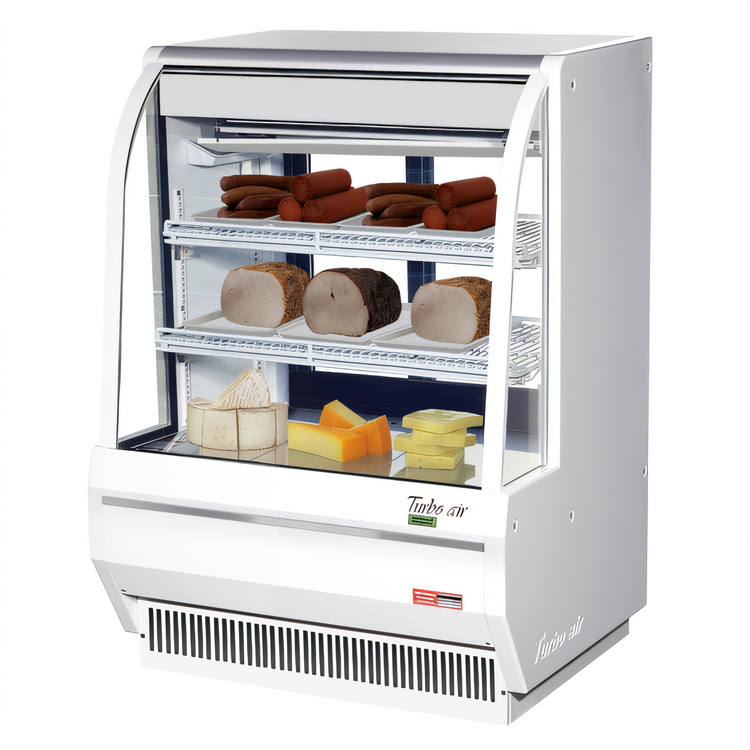 Product image #2 for Turbo Air 36 1/2 Inch High-Profile Full-Service Refrigerated Deli Case with Curved Front Tempered Glass
