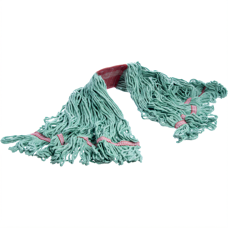Product image #2 for Flo-Pac® Large Looped-End Wet Mop Head, 4-Ply Cotton/Synthetic Blend, Green, 5-Inch Wide Band