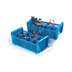 Thumbnail image #2 for Carlisle OptiClean Perma-SAN Half-Size Blue 8-Compartment Flatware Basket with Stainless Steel Wire Handles