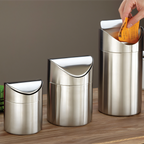 Thumbnail image #2 for American Metalcraft TIM1 Round Swing Waste Bin, Brushed Stainless Steel, 4-3/4-Inch Diameter x 6-5/8-Inch High Case of 24