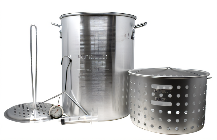 Product image #2 for 30 Qt Aluminum Fryer/Boiler/Steamer Stock Pot Set with Lid