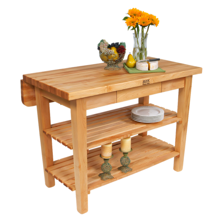Product image #2 for John Boos Boos Block 48-Inch x 32-Inch Kitchen Island Bar with 1-1/2-Inch Edge Grain Maple Top, Drawer, and Drop Leaf
