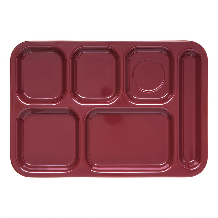 Product image #2 for Carlisle 6-Compartment Right-Handed Rectangular Melamine Compartment Tray, 14-1/2 x 10 Inches, Dark Cranberry