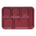 Thumbnail image #2 for Carlisle 6-Compartment Right-Handed Rectangular Melamine Compartment Tray, 14-1/2 x 10 Inches, Dark Cranberry
