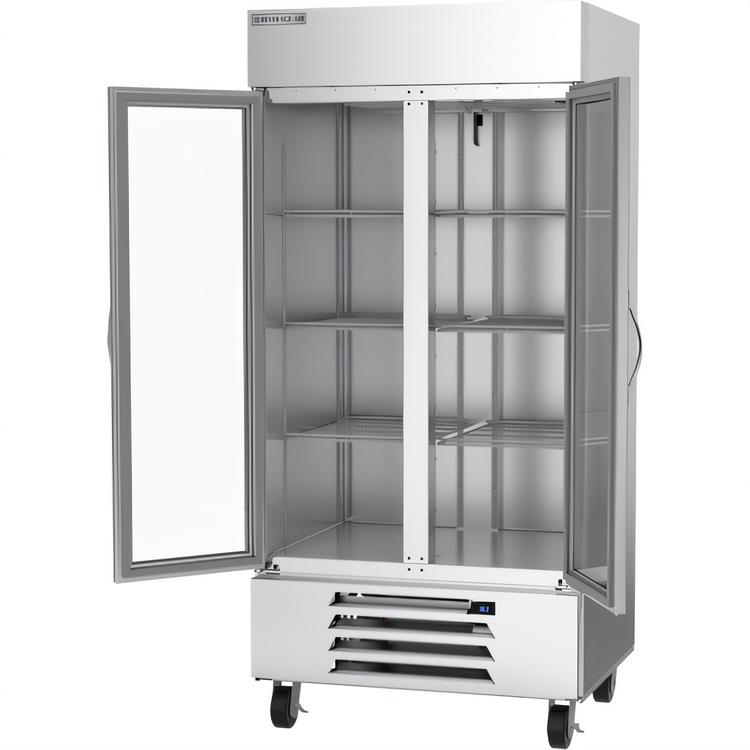 Product image #2 for Beverage-Air Horizon Series Two-Section Reach-In Glass Door Refrigerator, 35.08 Cu. Ft., Bottom-Mounted Self-Contained
