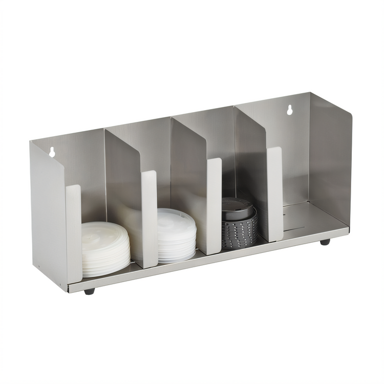 Product image #2 for Vollrath Horizontal 4-Section Adjustable Lid Organizer with Straw Holder, Stainless Steel