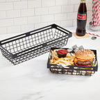 Thumbnail image #2 for American Metalcraft BNRB9 Nestable Rectangular Black 9-Inch Entree Serving Basket Case of 24