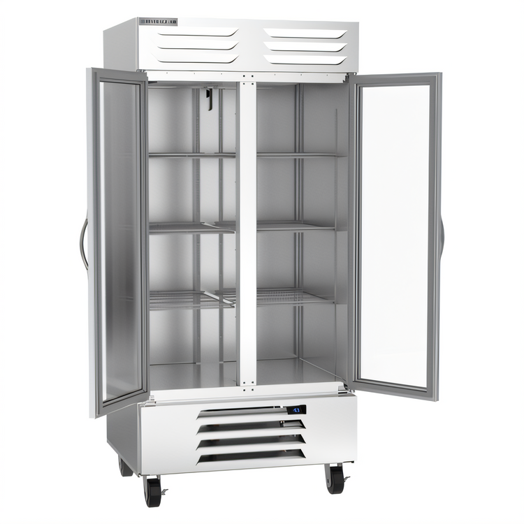 Product image #2 for Beverage-Air Vista® Two-Section Bottom-Mount Self-Contained Reach-In Freezer with Glass Doors, 35.08 Cu. Ft.