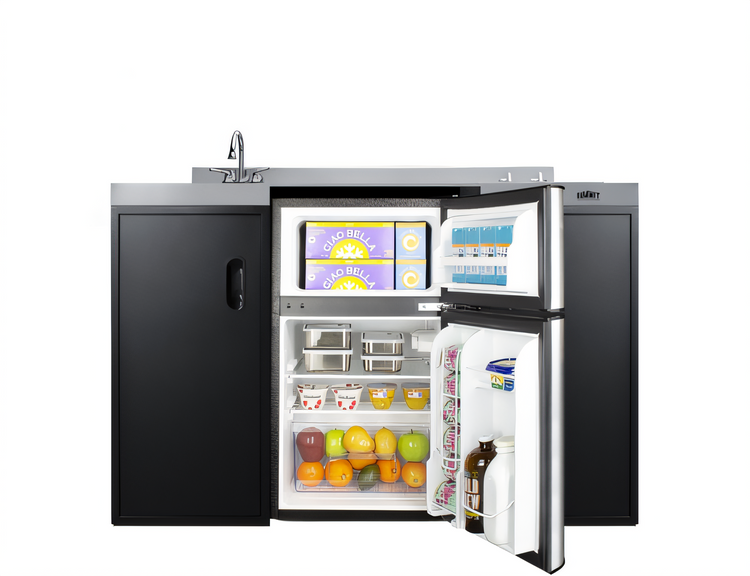 Product image #2 for Summit 54-Inch ADA-Compliant All-In-One Kitchenette with 2-Burner Smooth-Top Cooktop, Sink, Refrigerator, and Storage Cabinet
