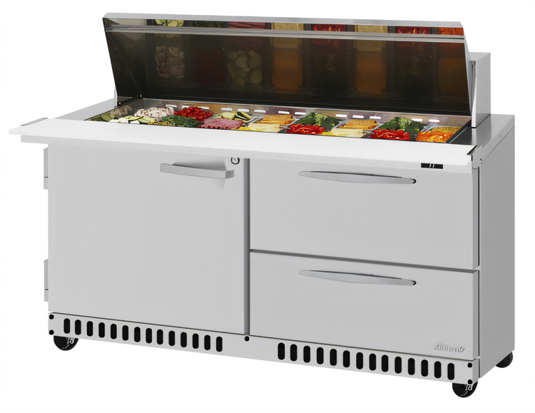 Product image #2 for Turbo Air PRO Series 60-1/4-Inch Front Breathing Mega Top Sandwich/Salad Prep Table with 24-Pan Opening, 1 Door, and 2 Drawers